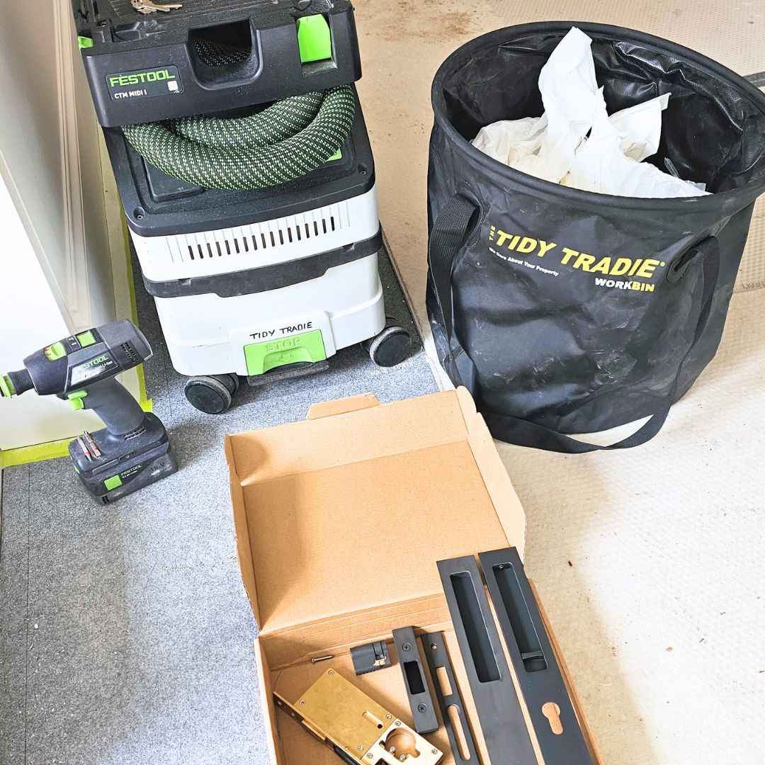 The Tidy Tradie Work Bin - Large colapsible bucket for lock carpenters
