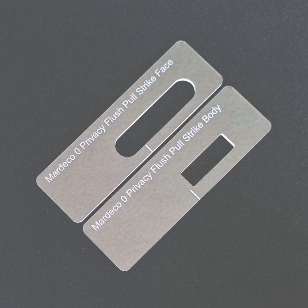 Mardeco Oval privacy locking flush pull strike plate templates - Lockcarpentry
