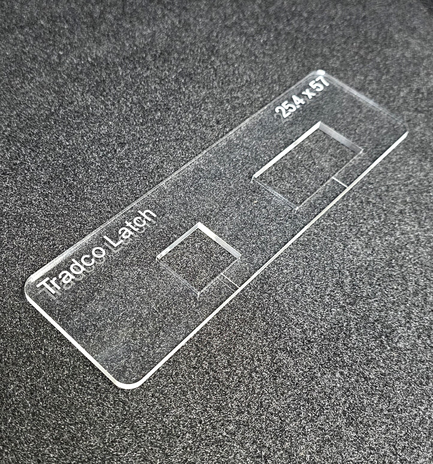 Tradco latch template. Used with the TIDY TRADIE Router Jig 1.0 & 2.0.