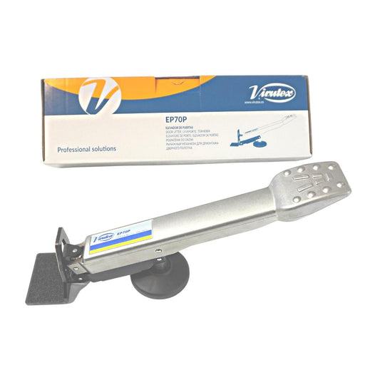 The Virutex door lifting tool for carpenters. It lifts and swivels, helping you to easily position a heavy door with one foot. Available from the Lockcarpentry Shop in Australia.