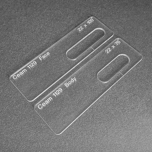 Ceam 1129 concealed hinge templates, face and body. Used with the TIDY TRADIE Router Jig 1.0 & 2.0.