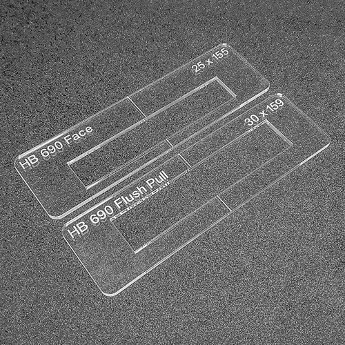HB690 flush pull lock templates. Used with the TIDY TRADIE Router Jig 1.0 & 2.0.