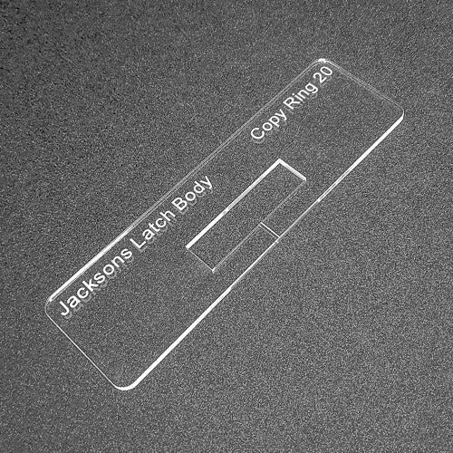 Jacksons latch body template. Used with the TIDY TRADIE Router Jig 1.0 & 2.0.