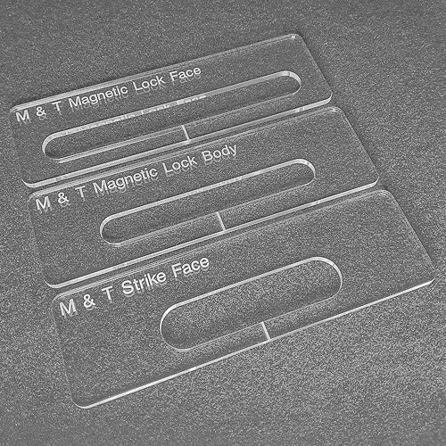 M & T magnetic lock. Face, body and strike template set. Used with the TIDY TRADIE Router Jig 1.0 & 2.0.