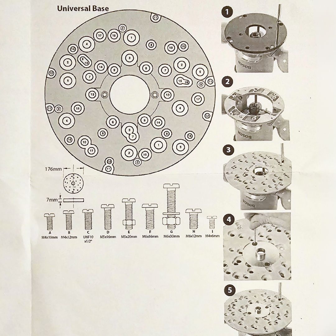 Universal aluminium router base plate for jig routing.