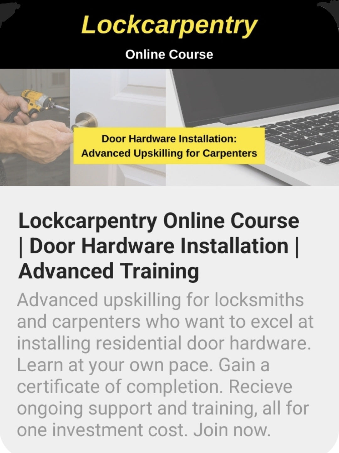 Lockcarpentry Online Course