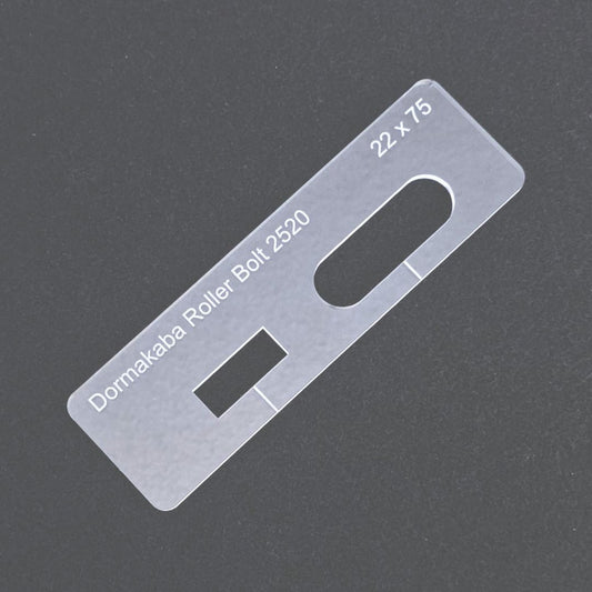 Dormakaba 2520 roller bolt template, for routing the 22 x 75mm face and body - Lockcarpentry