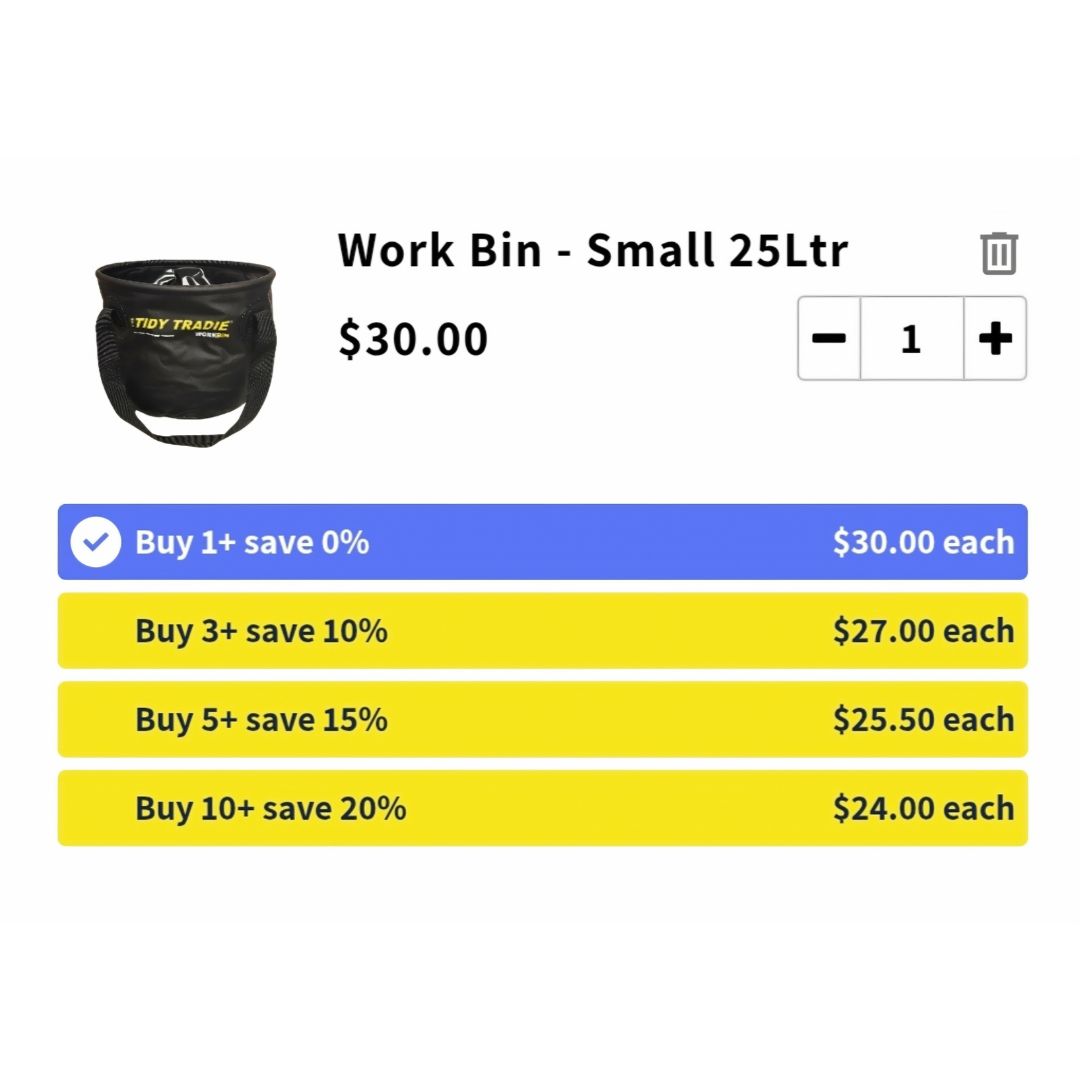 TIDY TRADIE Work Bin - Small 25Ltr
