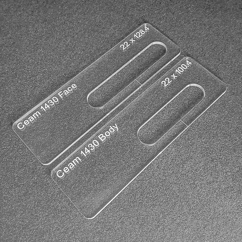 Ceam 1430 concealed hinge templates. Used with the TIDY TRADIE Router Jig 1.0 & 2.0.