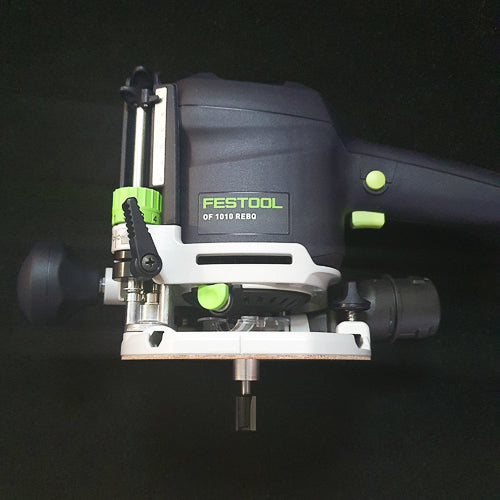 Festool 1010R router with a 16mm copy ring from the Lockcarpentry Shop.
